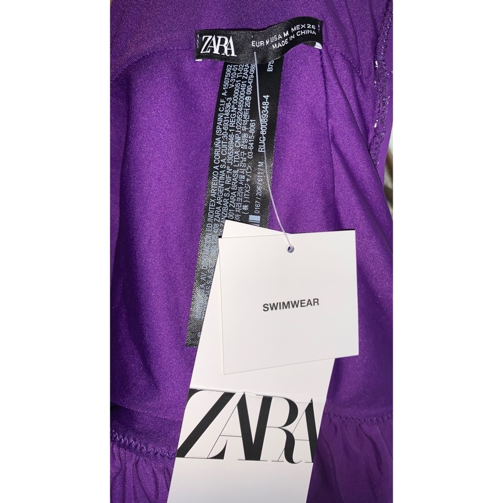 Zara Ruffled Deep V-neck One Piece Swimsuit Size Medium - Picture 12 of 13